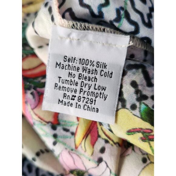 Johnny Was 100% Silk Geometric Floral Print Tunic Size Small Boho Ethnic Resort - Picture 5 of 7